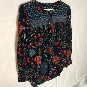 Ann Taylor Loft Blue Floral Blouse Small